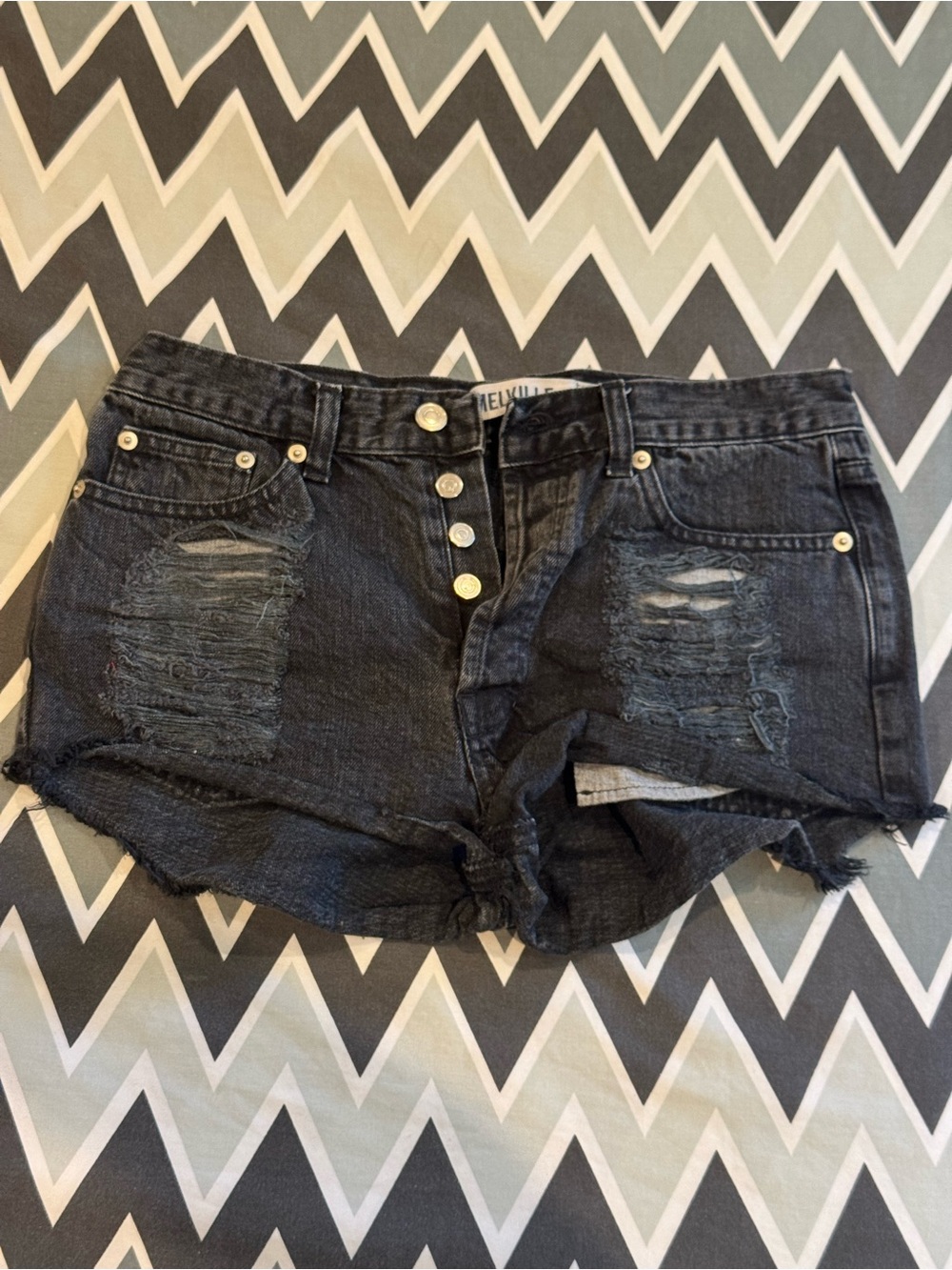 Brandy Melville Black Distressed Denim Shorts
